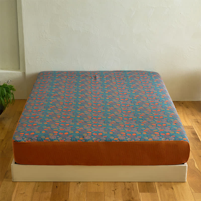 Leaf Print Cotton Gauze  Fitted Sheet - image 3