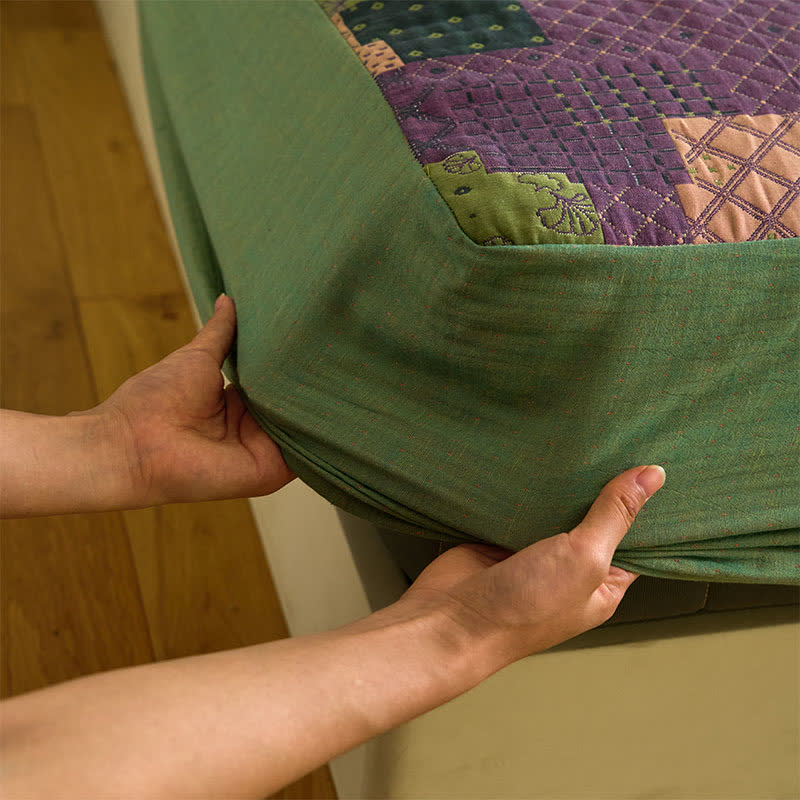 Patchwork Cotton Gauze Jacquard Fitted Sheet - image 7