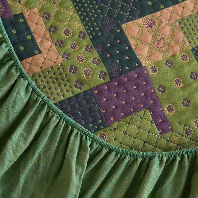 Patchwork Cotton Gauze Jacquard Fitted Sheet - image 9