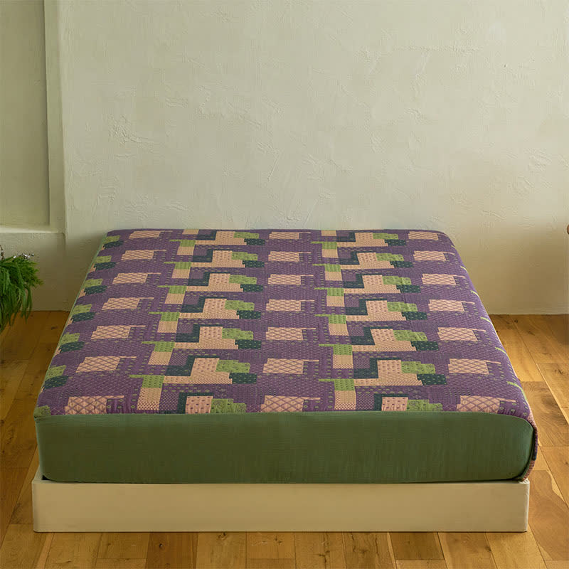 Patchwork Cotton Gauze Jacquard Fitted Sheet - image 3