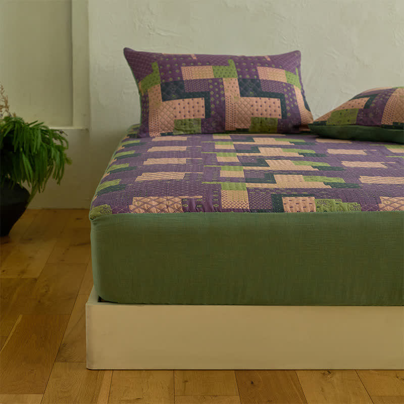 Patchwork Cotton Gauze Jacquard Fitted Sheet - image 4