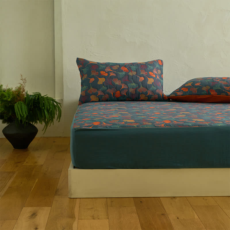 Ginkgo Natural Cotton Gauze Fitted Sheet - image 4