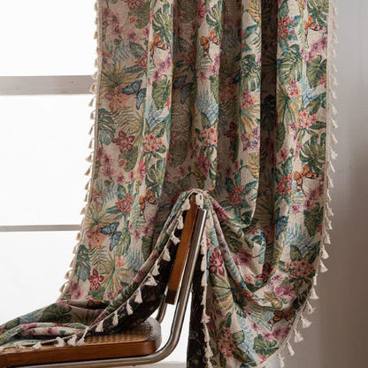 Tropical Monstera Butterfly Jacquard Curtain - image 5
