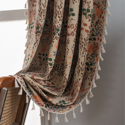 Nature-inspired Leaf Jacquard Tassel Curtain - image 4