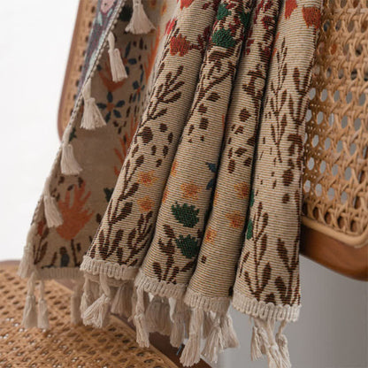 Nature-inspired Leaf Jacquard Tassel Curtain - image 6