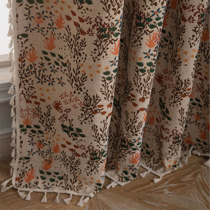 Nature-inspired Leaf Jacquard Tassel Curtain - image 5