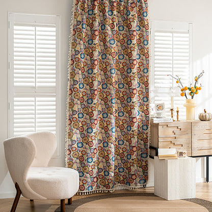 Artistic Floral Jacquard Tassel Curtain - image 2