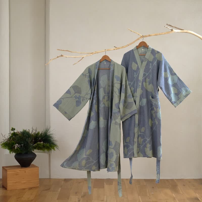 Ownkoti Ginkgo Leaf Organic Cotton Kimono Robe - image 1