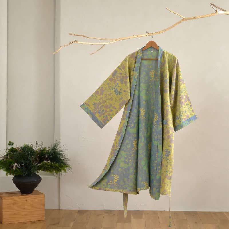 Ownkoti Lotus Organic Cotton Gauze Kimono Robe - Yellow - XL - image 0