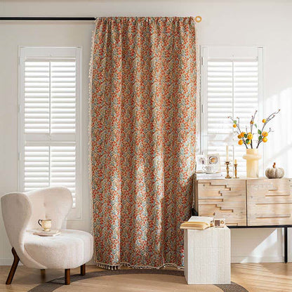 Country Style Red Floral Tassel Curtain - image 2
