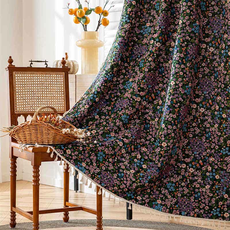 Cherry Blossoms Print Tassel Curtain - Rod Pocket - 59" x 102" - image 1