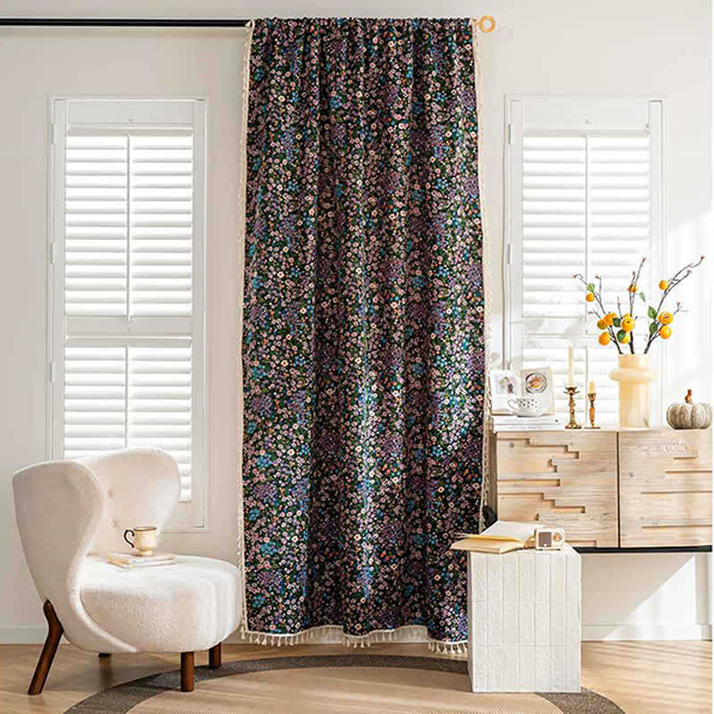 Cherry Blossoms Print Tassel Curtain - image 2