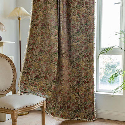 Painterly Vintage Floral Tassel Curtain - image 4