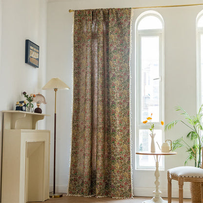 Painterly Vintage Floral Tassel Curtain - image 2