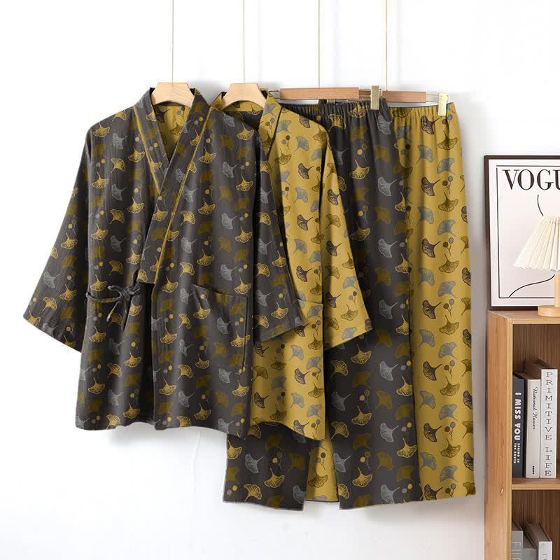 Ownkoti Ginkgo Organic Cotton Kimono Loungewear Set - image 1