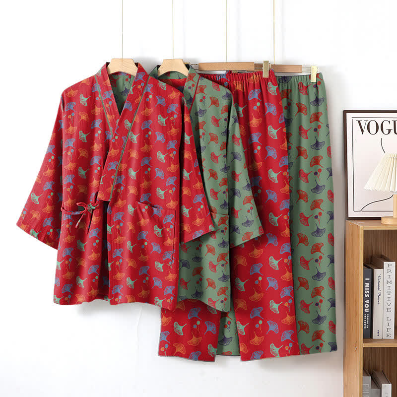 Ownkoti Ginkgo Organic Cotton Kimono Loungewear Set - image 3
