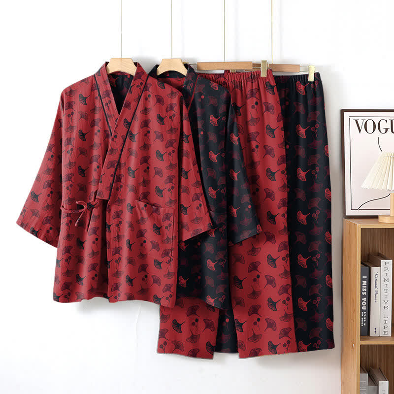 Ownkoti Ginkgo Organic Cotton Kimono Loungewear Set - image 1