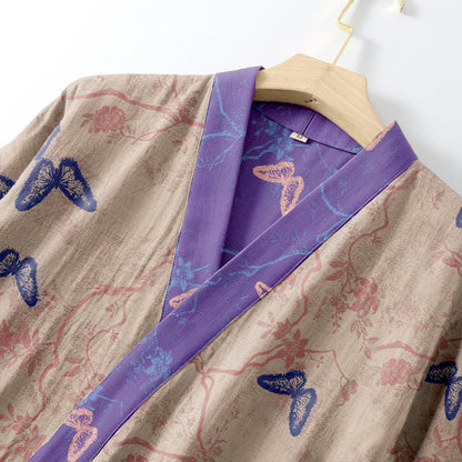 Ownkoti Butterfly Cotton Gauze Kimono Robe - image 14