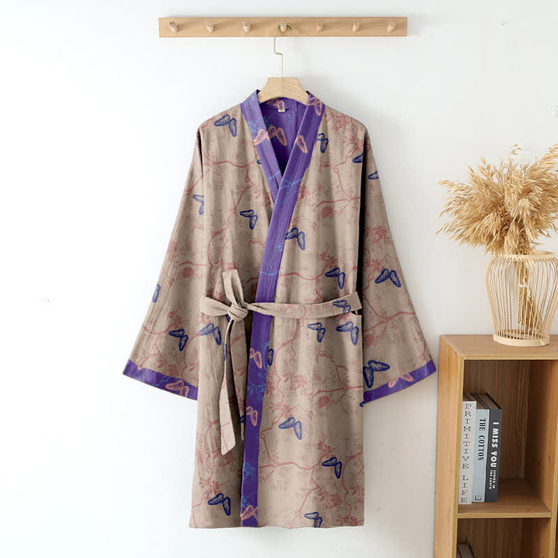 Ownkoti Butterfly Cotton Gauze Kimono Robe - image 12
