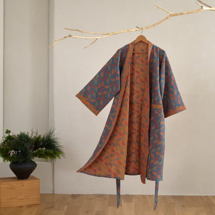 Ownkoti Ginkgo Biloba Cotton Gauze Japanese Robe - Blue - 2XL - image 0