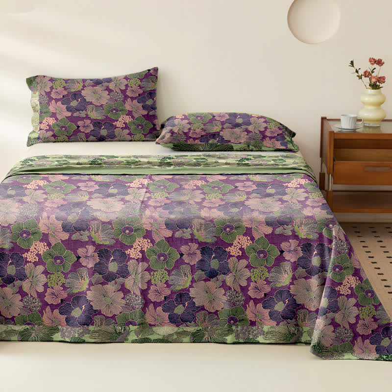 Peach Blossom Cotton Gauze Jacquard Bedspread - 2PCS Pillowcases - 41" x 20" - image 1