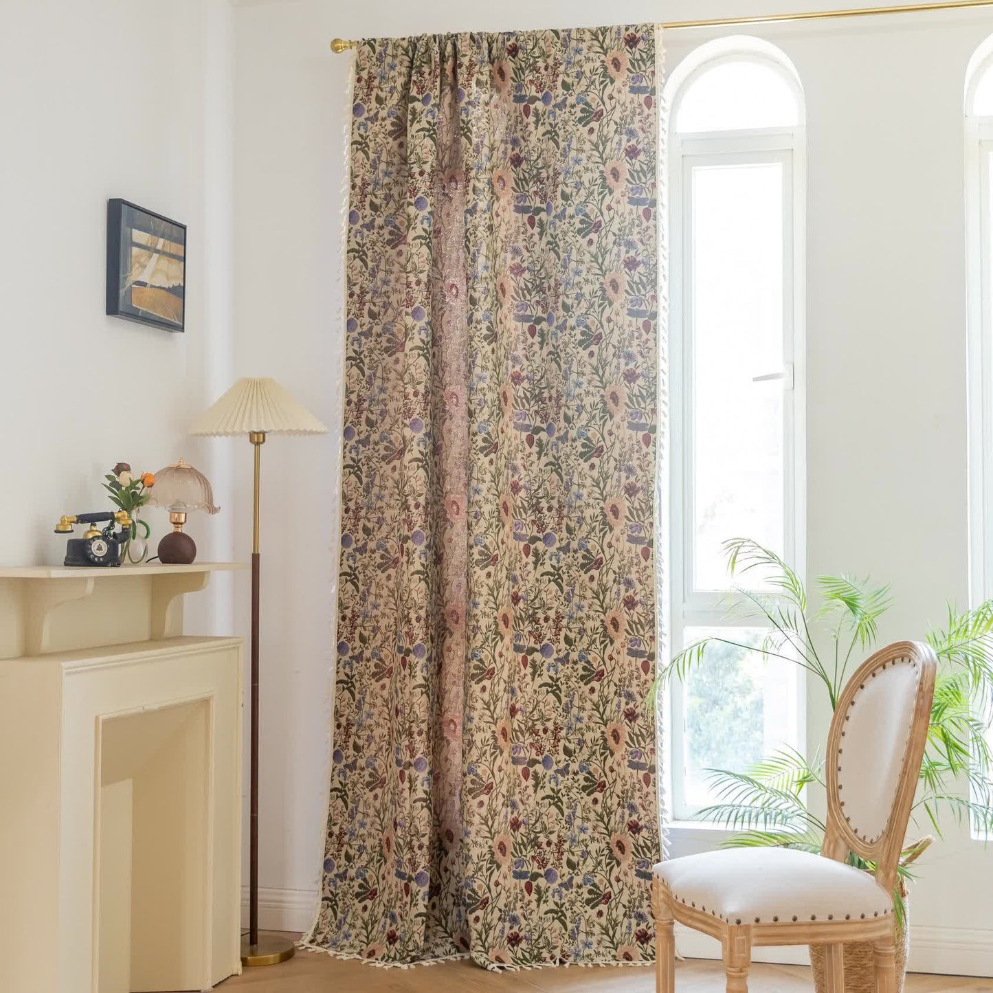 Painterly Dahlia Floral Tassel Curtain - image 2