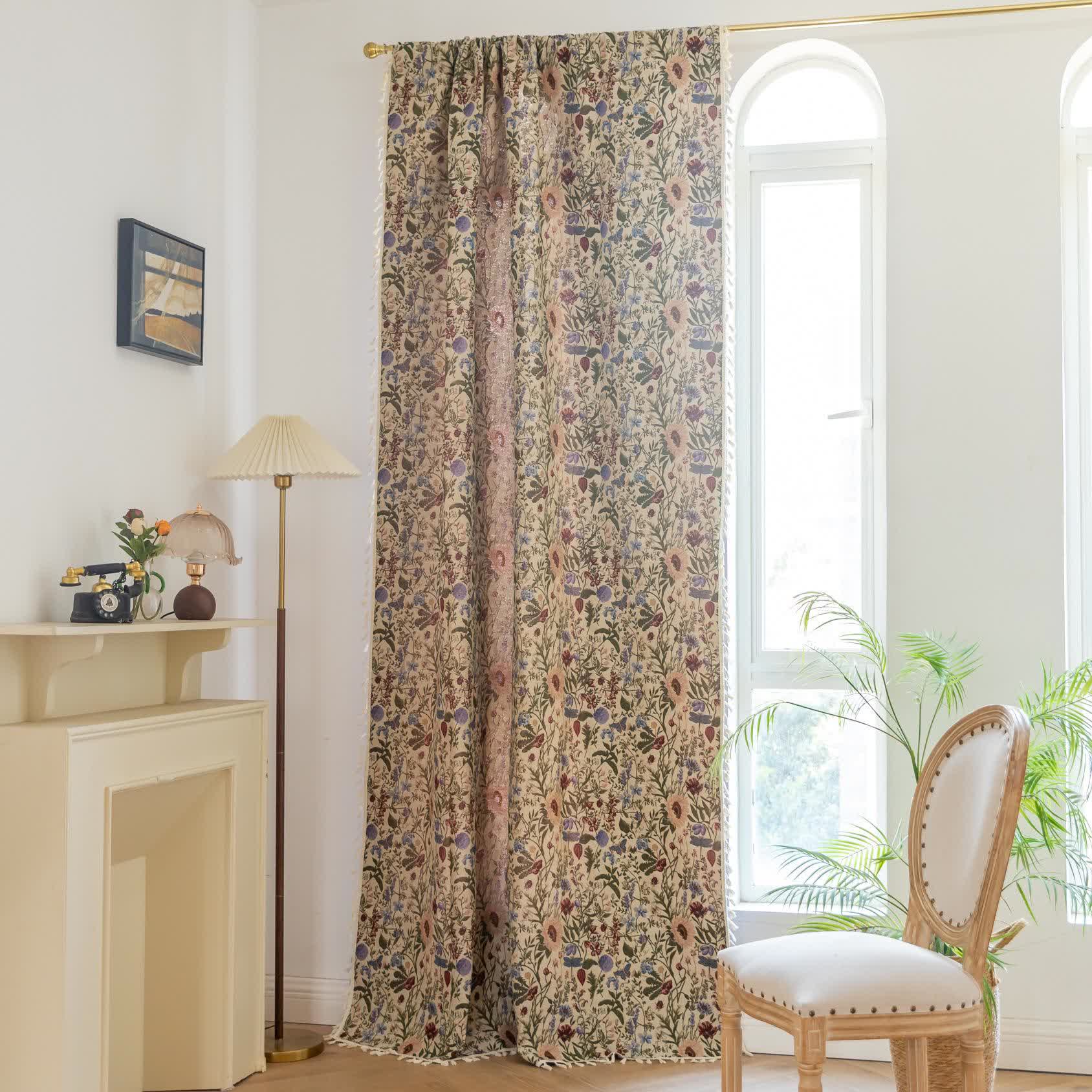 Painterly Dahlia Floral Tassel Curtain - image 2