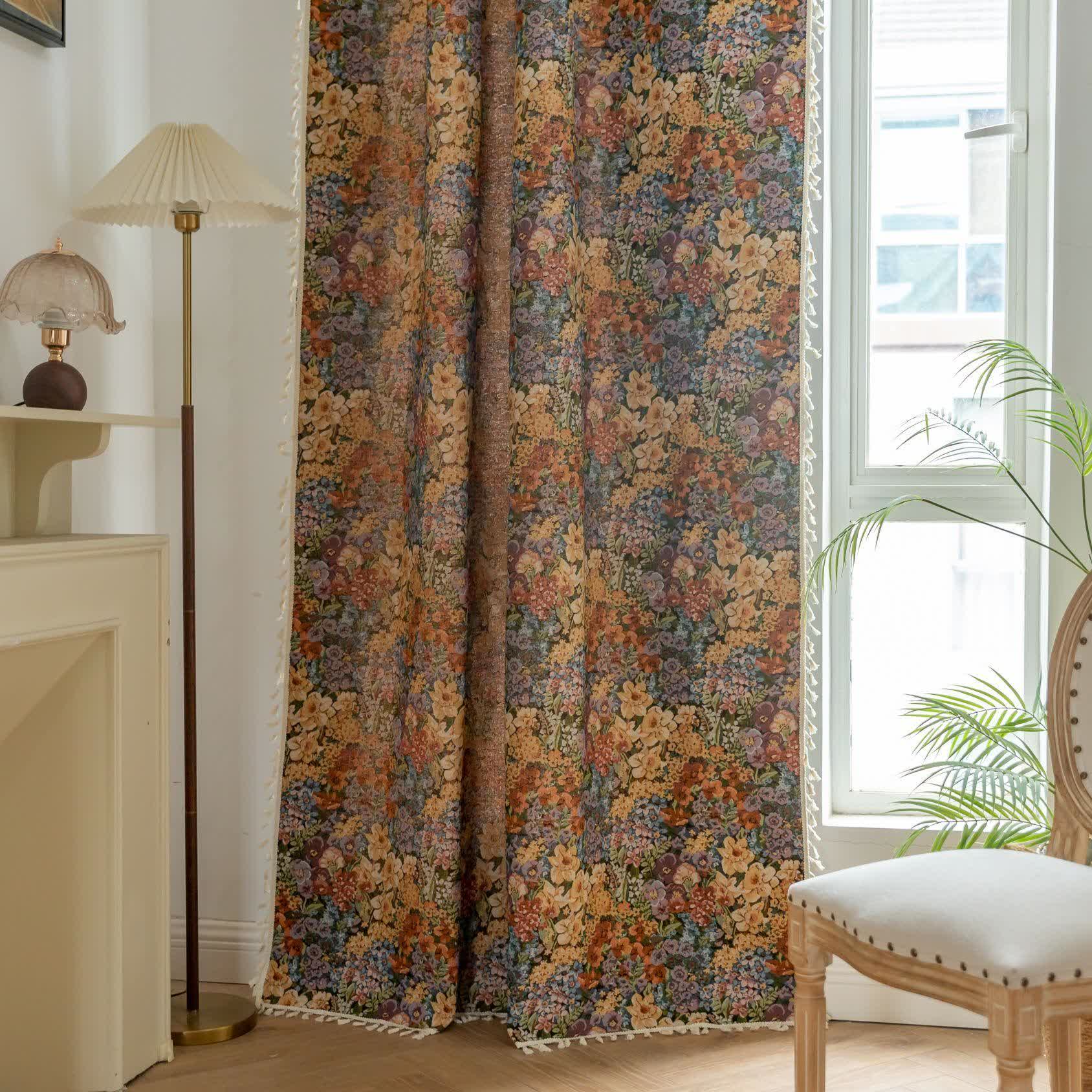 Luxurious Blooming Flowers Tassel Curtain - image 3
