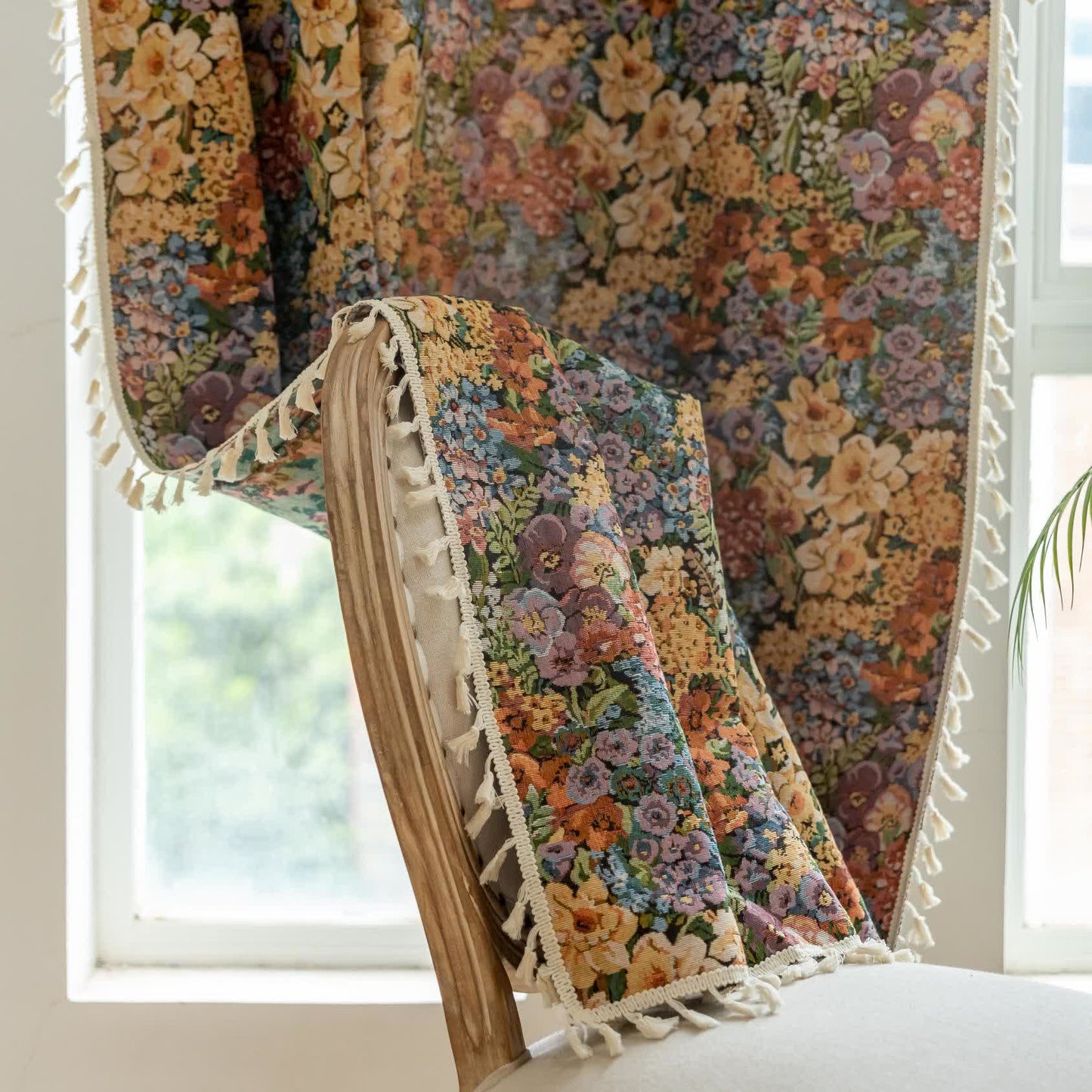 Luxurious Blooming Flowers Tassel Curtain - image 5