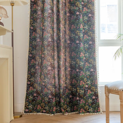 Retro Floral Branch Leaf Tassel Curtain - image 4