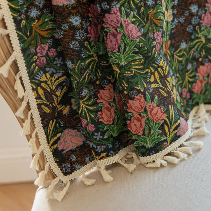 Retro Floral Branch Leaf Tassel Curtain - image 8