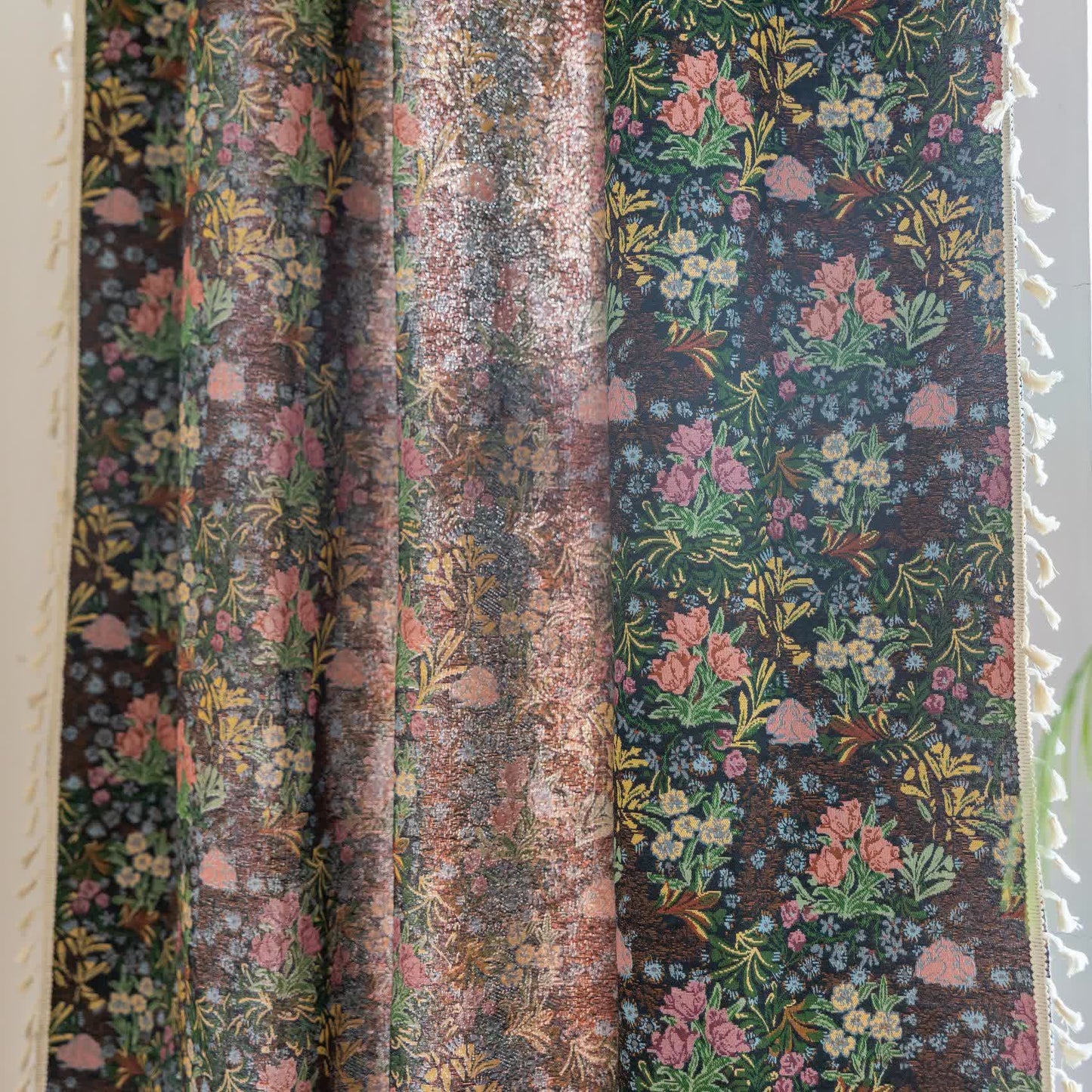 Retro Floral Branch Leaf Tassel Curtain - image 7