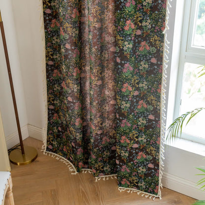 Retro Floral Branch Leaf Tassel Curtain - image 6