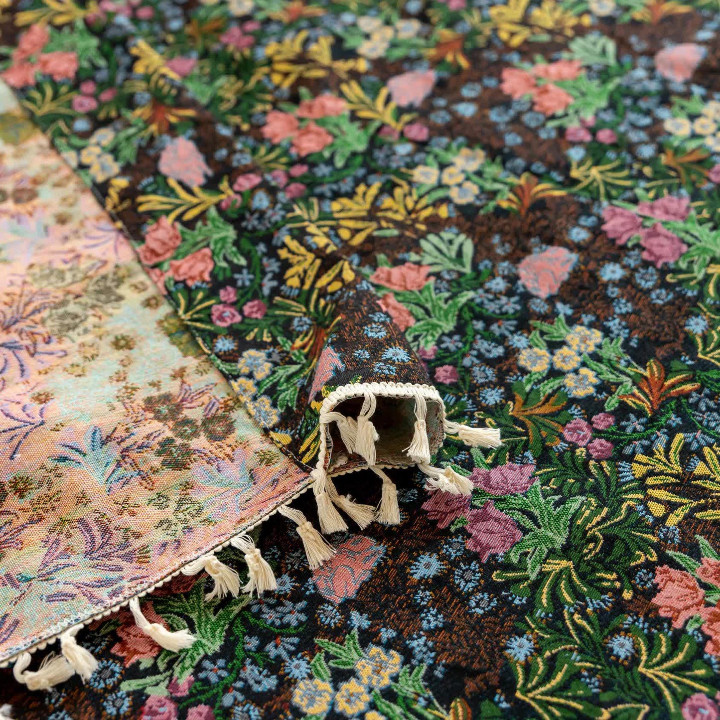 Retro Floral Branch Leaf Tassel Curtain - image 9