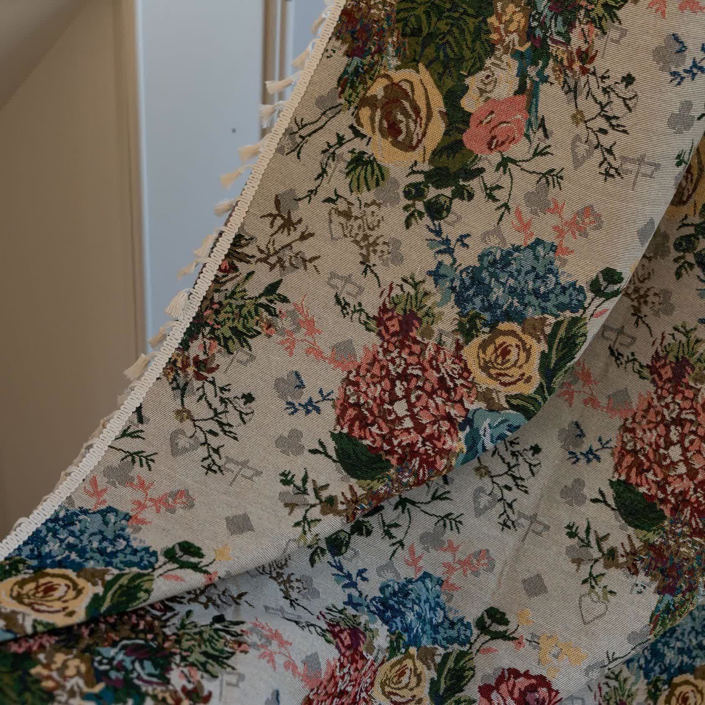 Retro Colorful Rose Tassel Curtain - image 7