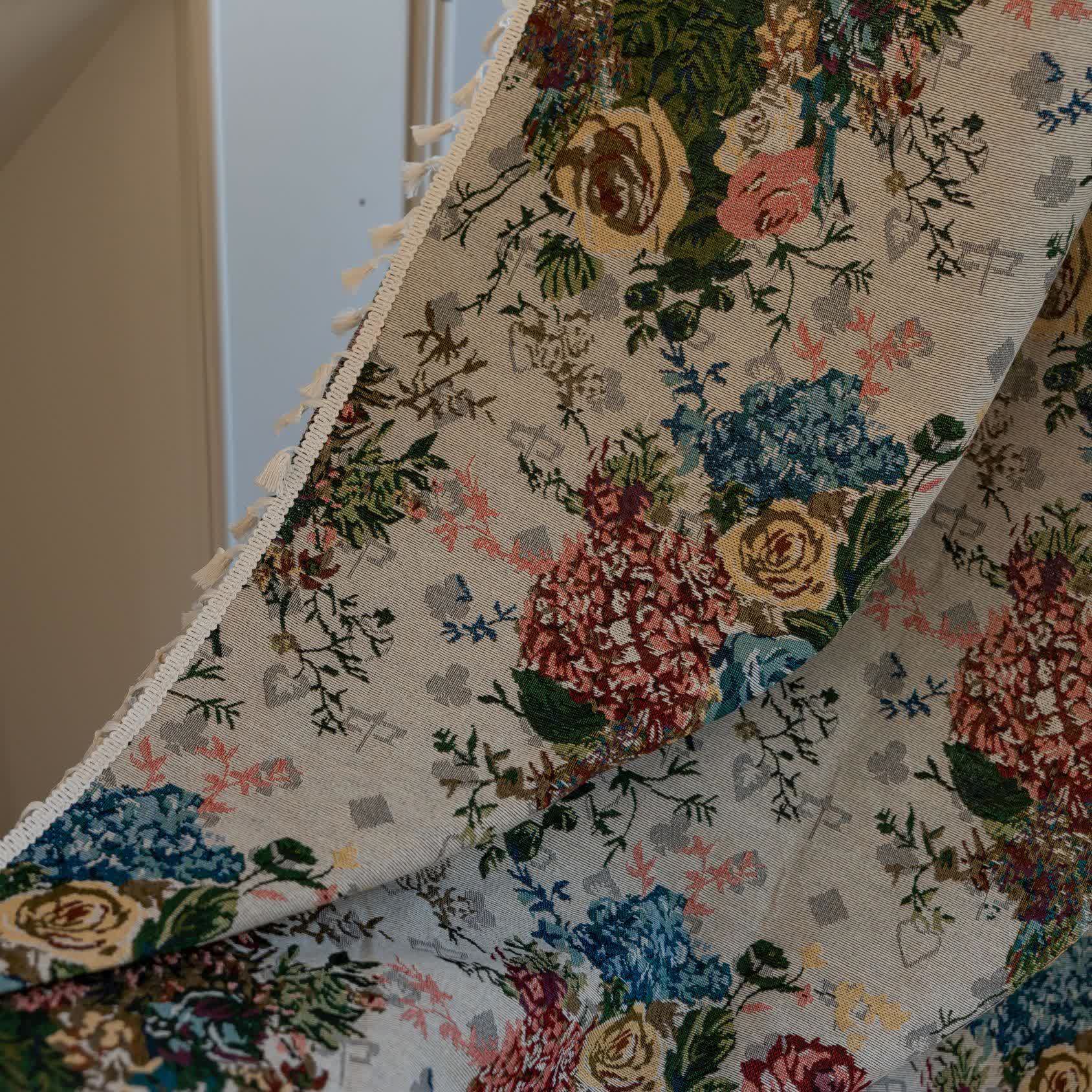 Retro Colorful Rose Tassel Curtain - image 7