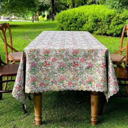 Painterly Floral Scalloped Edge Tablecloth - 55" x 102" - image 1