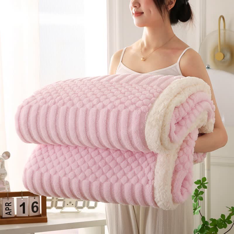 Solid Color Textured Fleece Throw Blanket - Pink - Queen - image 10