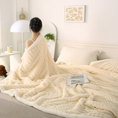 Solid Color Textured Fleece Throw Blanket - image 5