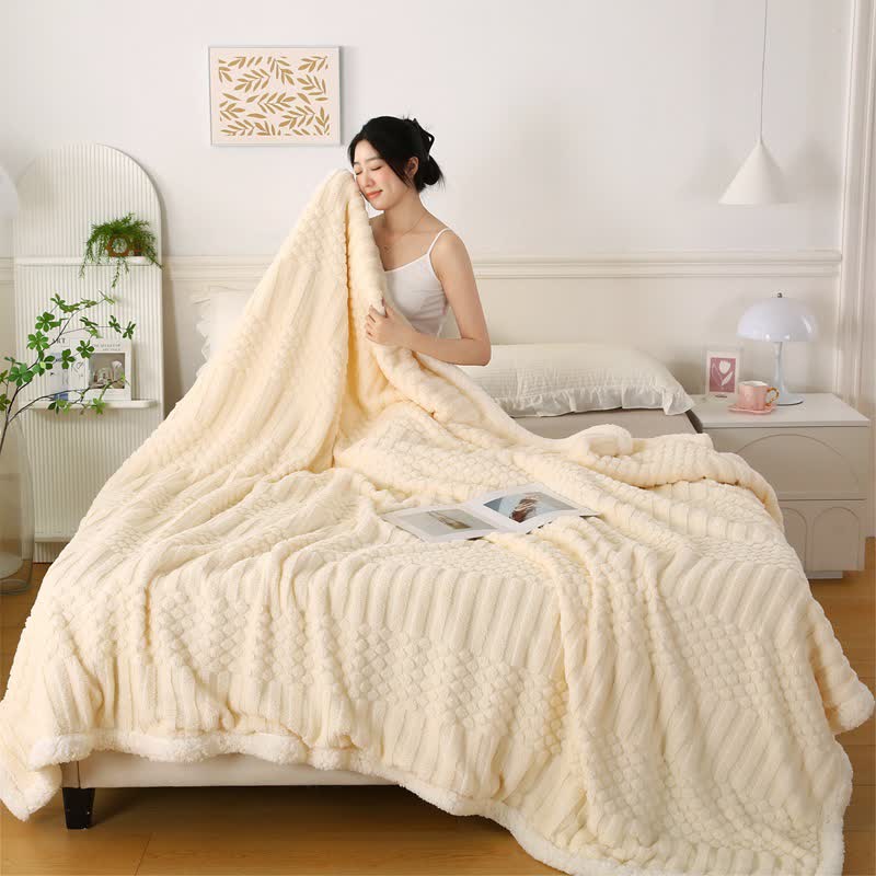 Solid Color Textured Fleece Throw Blanket - image 3