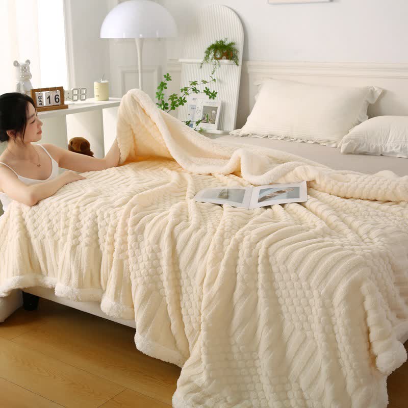 Solid Color Textured Fleece Throw Blanket - image 4