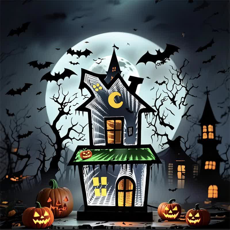 3D House Infinity Lights Halloween Decoration - image 1