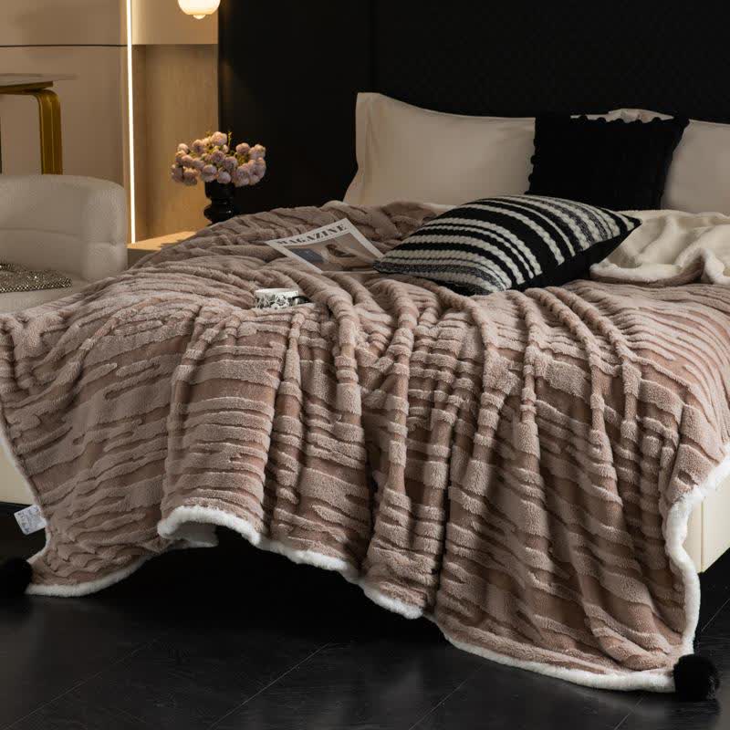 Textured Striped Jacquard Throw Blanket - Coffee - Queen - image 6