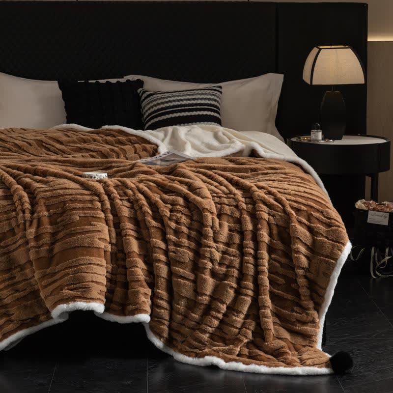 Textured Striped Jacquard Throw Blanket - Brown - Queen - image 11