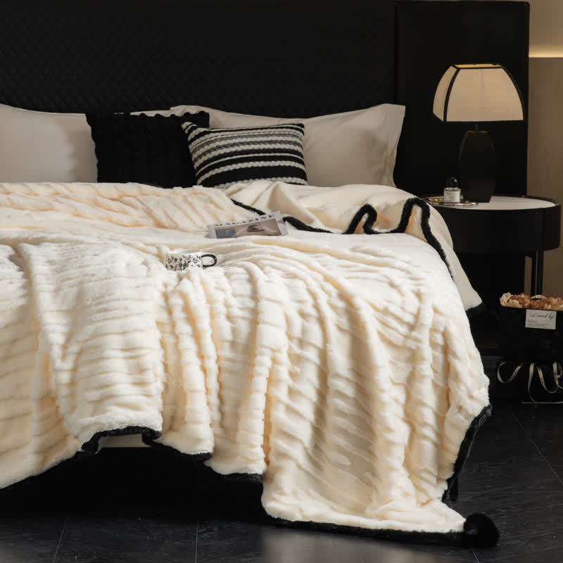 Textured Striped Jacquard Throw Blanket - White - Queen - image 9