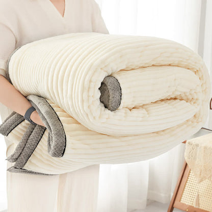 Solid Color Striped Plush Throw Blanket - image 7