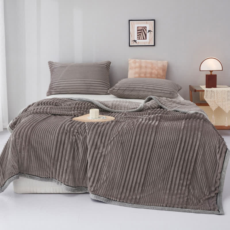 Solid Color Striped Plush Throw Blanket - Dark Grey - King - image 18
