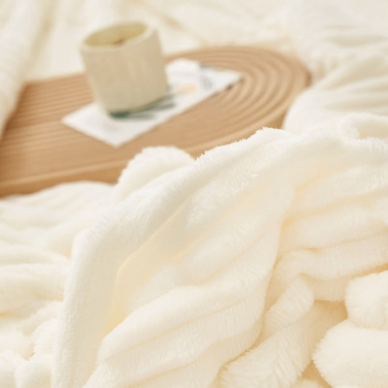Solid Color Striped Plush Throw Blanket - image 9