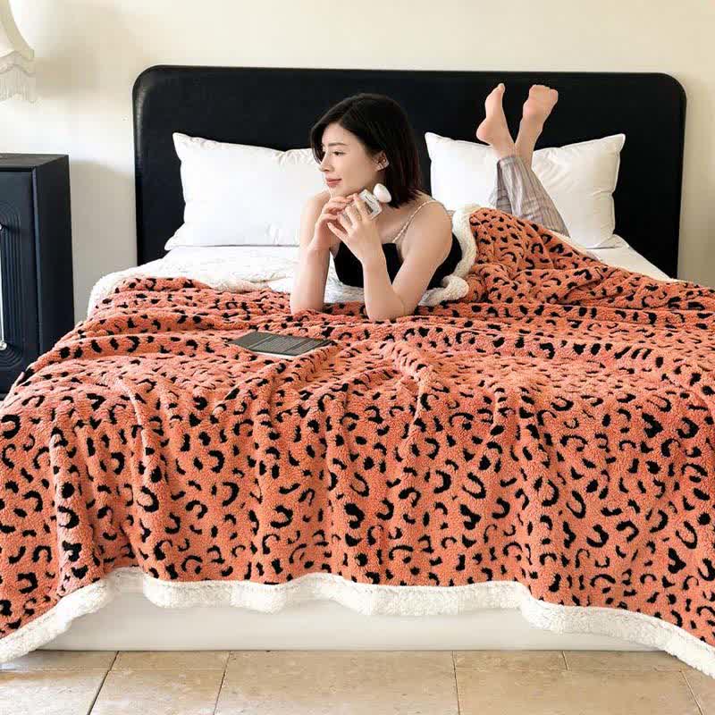 Leopard Jacquard Sherpa Throw Blanket - image 13
