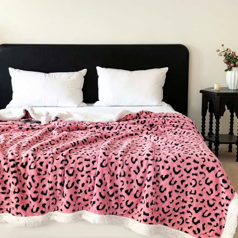 Leopard Jacquard Sherpa Throw Blanket - Pink - King - image 8